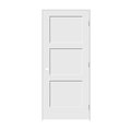 Trimlite 30"x80"x13/8" Primed 3Panel Equal Panel Interior Shaker 49/16" LH Prehung Door Satin Nickel Hinges 2668pri8433LH154916